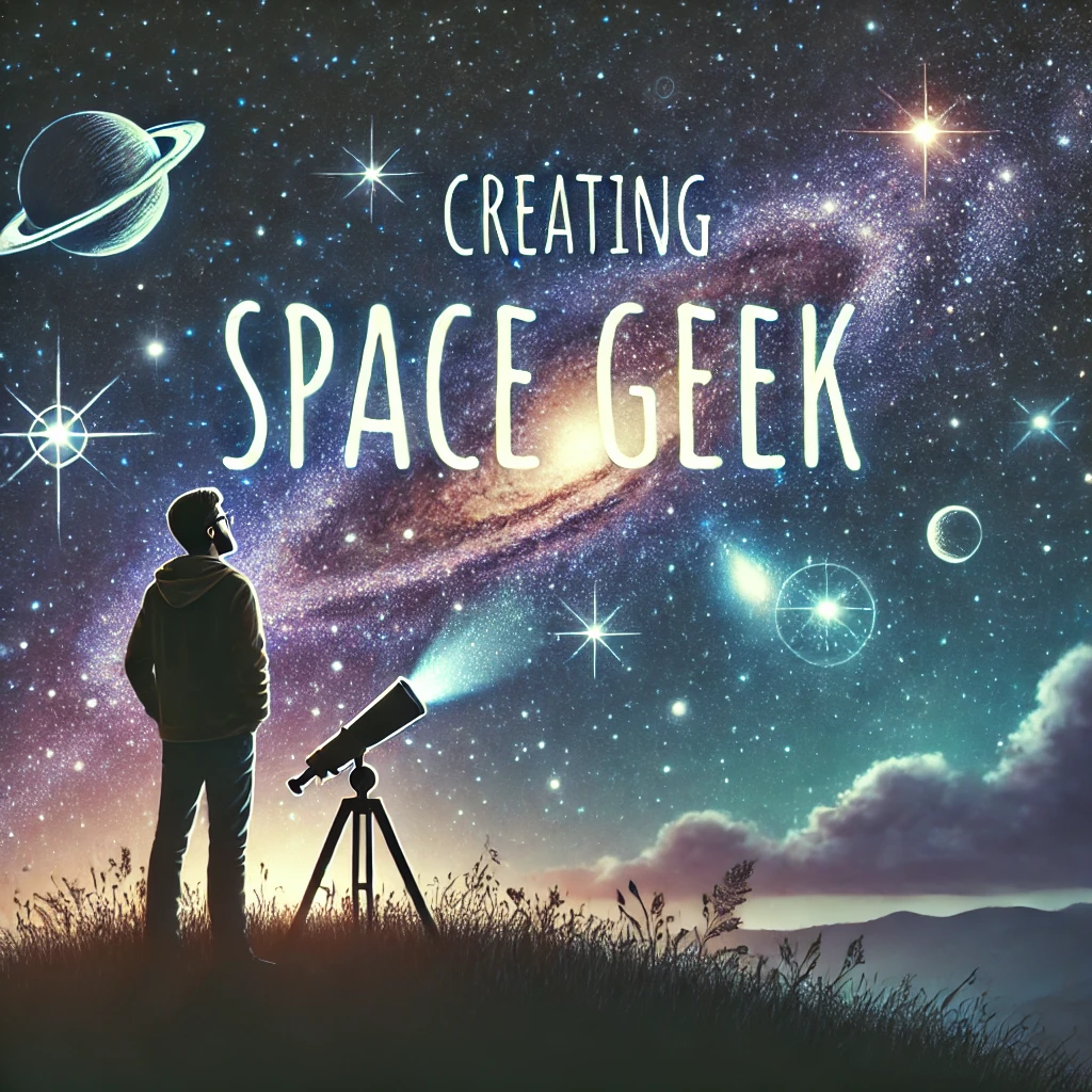 Founder of Space Geek gazing at the stars, inspired by the beauty of the cosmos to create a store dedicated to space-themed products.